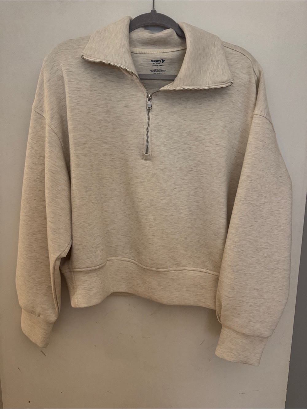 Old Navy women’s Quarter-Zip Pullover Sweater — Light Beige Heather
